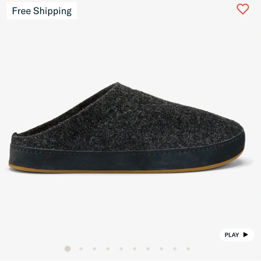 Olukai Hāmani Hulu Men’s Wool Mule Slippers Dark Shadow 12 House Shoe